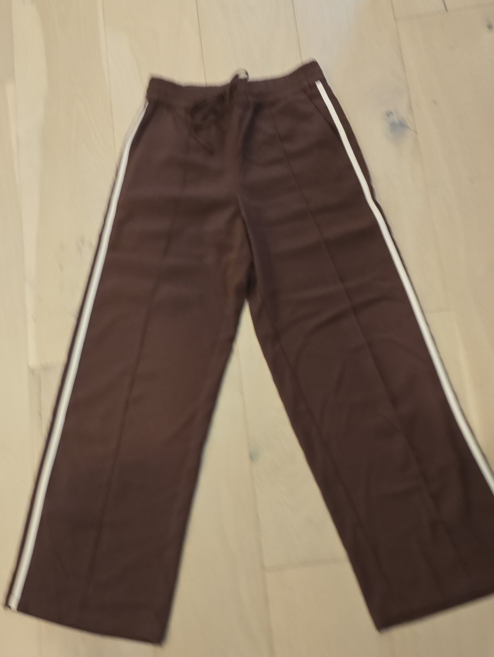 Z Supply Wide-Leg Track Pants in Brown with Side Stripe